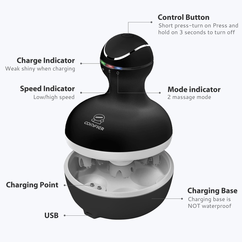 COMFIER Electric Scalp Massager, Waterproof Head Massager with Mutlti-Modes Vibration,