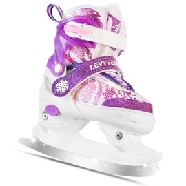 LEVYTEMP Adjustable Snowflake Ice Skates for Kids Boys Girls, Comfort Lining Ice Skating Shoes Every Winter Adventure for Beginner - Sizes Medium Ages 5-12,Purple