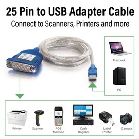 C2G USB Adapter USB to DB25 Adapter Grey 6 Feet (1.82 Meters) Cables to Go 22429,Gray