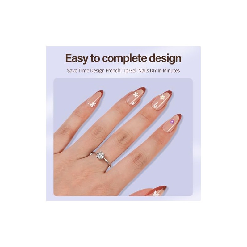 Misssix XBASICTIPS Uñas postizas francesas, 150 unidades, almendra mediana, gel