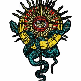ZEGINs The Snake Around the Sun and Moon Patch Embroidered Applique Badge Iron On Sew On Emblem