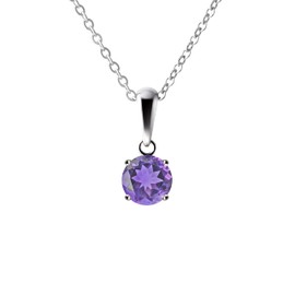 Franki Baker 925 Sterling Silver Dainty Facetted Natural Amethyst Pendant Necklace. Chain length: 50cm