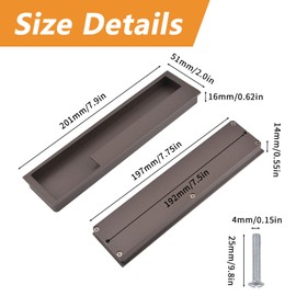 MOROBOR Zinc Alloy Flush Pull Handles, 2pcs Embedded Sliding Door Handle with 4pcs Stainless Steel Flat Head Screws, Modern Simple Door Pull Handle for Sliding Barn Drawer Cupboard Wardrobe (Brown)