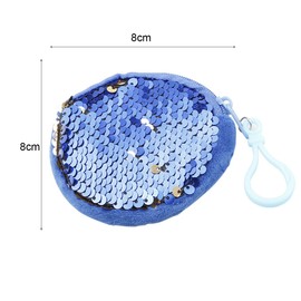 Jagowa 1 Piece Mini Sequin Coin Purse Glitter Round Hook Small Wallet Handbags for Kids Girls Women Party Gifts (Navy Blue)