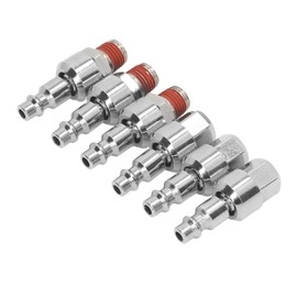 6PCS Stainless Steel Air Hose Fittings 1/4 Inch NPT 360 Degree Swivel Coupler Quick Connect Plug for Pneumatic Tools