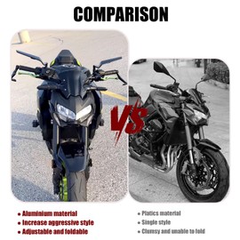 KAIQIVEM Motorcycle Mirrors Stealth Wind Wing Side Rearview Mirrors Compatible With Z900 Z650 Z500 Z400 MT03 MT07 MT09 SP MT10 CB750 Hornet 1000 GSX-8S GSXS 750 1000 Svartpilen 401