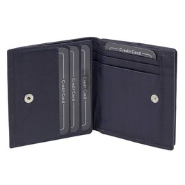 Viennese Box with Large Coin Chute with RFID Protective Film LEAS, in Real Leather, Dark Blue - Special Edition, darkblue, Viennese box
