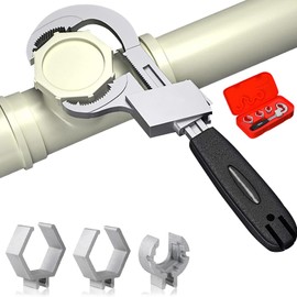 LSLANSOON Multi-functional Utility Wrench, Pipe Wrench, Magic Wrench, Water Supply, Monkey Wrench, 2.2 - 3.1 inches (56 - 80 mm), Bathroom Wrench, Universal Adjustable Spanner, Double End Wrench, Faucet Wrench, Faucet Faucet, Sink, Sewer Pipe, Repair Plu