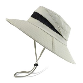 EINSKEY Men's Sun Hat, Rain Waterproof UV Protection Wide Brim Bucket Hat for Beach Travel Golf Safari Garden Fishing Hiking Beige