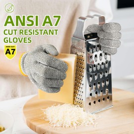 Schwer 2 Pairs High Level ANSI A7 Cut Resistant Gloves, Food Grade Cutting Gloves for Chef, Mandoline Glove for Kitchen Meat Cutting, Wood Caving, Ambidextrous, Breathable & Cool, PR1508, L