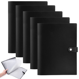 Cesil 5 Packs 10-Pocket File Folder, Letter A4 Paper Project Organizer Folders with Snap Button, Plastic Document Organizer for School Office Home