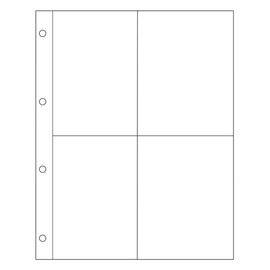 A4 Postcard Photograph Sleeves, 4 Pockets per Page - Acid Free Archive Safe for Ring Binders - Pack of 10