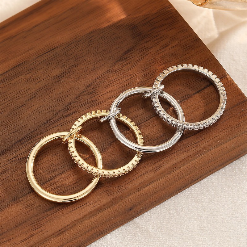 Stackable Rings for Women Non Tarnish 18K Gold Plated Interlocking