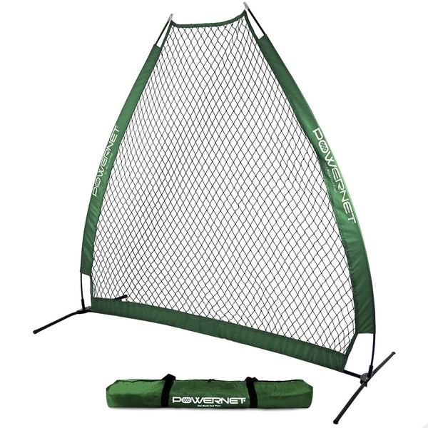 PowerNet German Marquez 7 Foot Portable Pitching Screen A-Frame | Baseball Pitcher Protection | Protector from Line Drives Grounders | Heavy Duty Knotted Netting | Batting Practice (Green)
