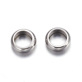 500Pcs Large Hole Stainless Steel Flat Round Ring Spacer Beads 6x2mm Polished Smooth Metal Donut Loose Beads Fit European Chain Bracelet Jewelry Making Hole: 4mm
