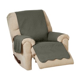 Great Bay Home Medallion Stitched Solid Furniture Protector Stain Resistant Durable Furniture Protector Elenor Collection (Recliner, Sage Green/Light Gray)