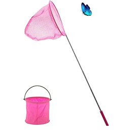 Small Outdoor Children's Butterfly Net Telescopic Nets Butterfly Net with Folding Bucket Purple