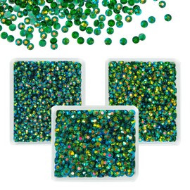 qiipii Transparent Emerald Green AB Resin Rhinestones for Crafting Clear Green Flatback Jelly Stones 3mm 4mm 5mm Peacok Stones Diamonds Crystals Gems Charms for Nails Face Eyes Makeup Tumblers Crafts
