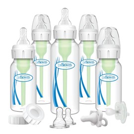 Dr. Brown's Juego de regalo de biberón de bebé con opciones anticólicos + botellas de 4 onzas y 8 onzas y chupete PreVent