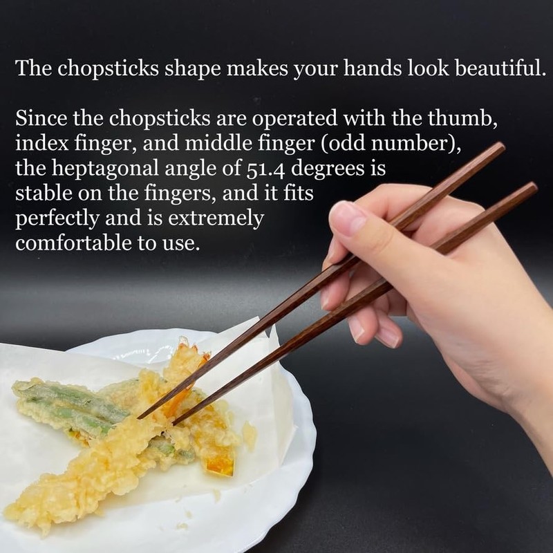 Luxury Japanese Chopsticks – Macaranduba, Hand-Carved Heptagonal Rikyu Style, Durable