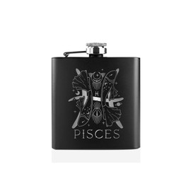 Onebttl Zodiac Theme Gifts Stainless Steel Hip Flask 6oz, Birthday Gifts for Women Men- Pisces