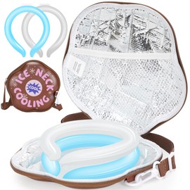 HEALSTOK 2Pcs Neck Cooling Tube with Insulated Bag, Reusable Cooler Ice Neck Ring Warps, Ice Pack for Wearable Stay Cool for Hot Weather, Summer, Outdoors, Sports, Work(Blue, White)