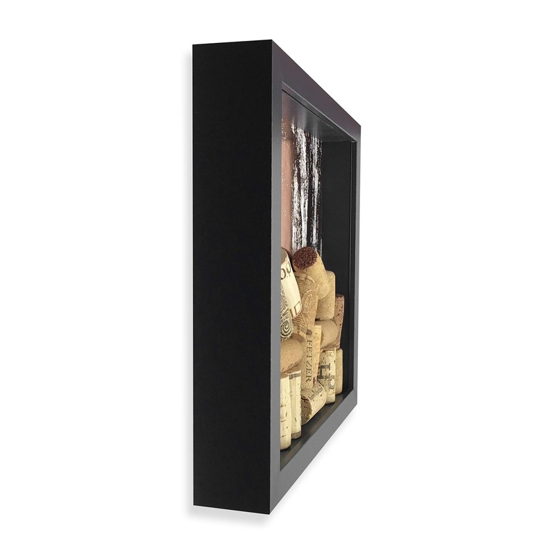Wine Cork Shadow Box, Farmhouse Glam, Black & Rose Gold,