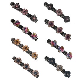 Sparkling Crystal Stone Braided Hair Clips for Women for Styling Hair Barrettes Accessories (Mix2)