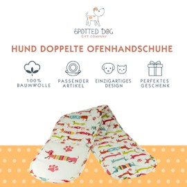 SPOTTED DOG GIFT COMPANY - Double Oven Glove with Cute Dachshund Motifs - Heat Resistant Pot Holder - Made of High Quality Cotton - Gift for Dog Lovers