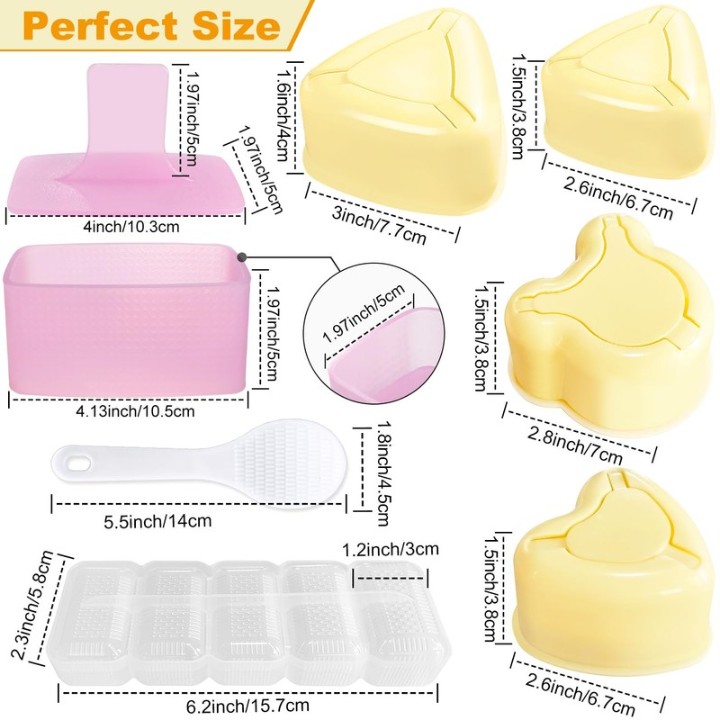 TAORISH Onigiri Mold, 8 Pcs Rice Mold Musubi Maker Kit,