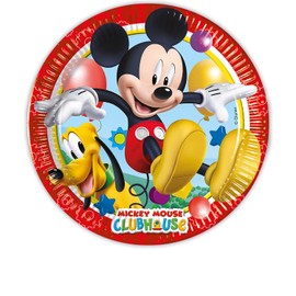 Procos 93438 Playful Mickey Party Plates, Size 23 cm, Pack of 8, Disposable Paper Plates, Children's Birthday, Party Tableware, FSC® Mix