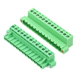 sourcing map 1Set PCB Terminal Block, 300V 10A Male&Female 13 Pin 5.08mm Distance PCB Screw Mount Terminal Block Connector 76 x 15 x 29 mm for Electronic Projects, Green