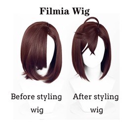 FILMIA Momo Ayase Cosplay Wig Seiko Ayase Cosplay DAN DA DAN Dark Brown Wig with Bangs for Women Girls for Halloween Party (Brown)