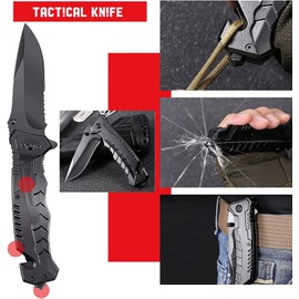 GLURIZ Kit de Supervivencia, 16 en 1 Multifuncional Paquete de Supervivencia de Bolsa de Herramientas, Equipo de Supervivencia para Viajar Caminar Acampar