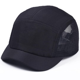 Laquest Men's Short Brim Mesh Cap, Side Mesh, Jet Cap, 5 Panels, Lightweight, Quick Drying Hat, Black, Brim 1.2 inches (3.0 cm), 58 cm