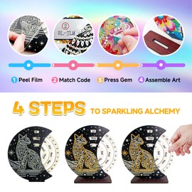 CharySim Diamond Painting Calendar Craft Girls 7 8 9 10 11 12 13 Years Gift Ideas Children Teenagers Craft Set DIY Adult Set Craft Girls 6-14 Years Birthday Gifts (Tarot Cat)