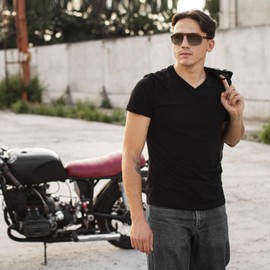 CARFIA Sunglasses Men's Polarised Retro Sunglasses Men UV400 Sunglasses Aviator Glasses Black Grey Driving Glasses with Metal Frame Cat.3, Lenses: brown