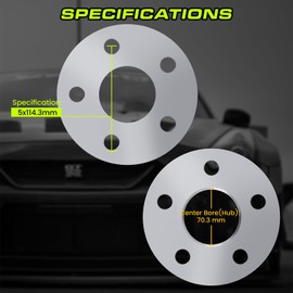 10mm Hubcentric Wheel Spacers 5x4.5 Compatible for Ford Explorer Mustang Edge Ranger Crown Victoria, for Aviator Town Car, Compatible for Mazda B2500 B3000 B4000 Pick up (4pcs 70.3mm 1/2-20 Threads)