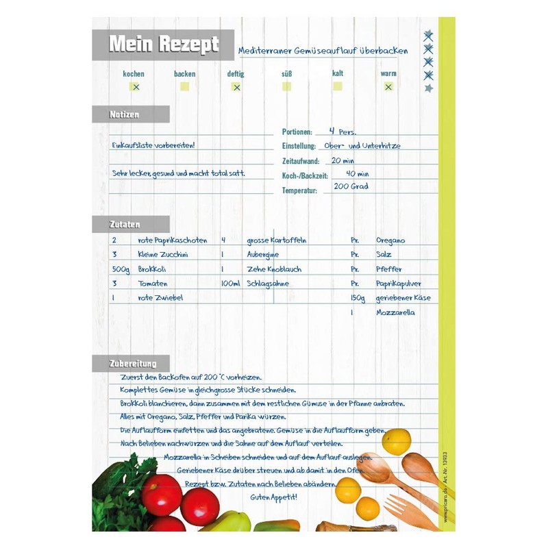 PRICARO Recipe Folder with Recipe Pad "Fresh Vegetables" A4