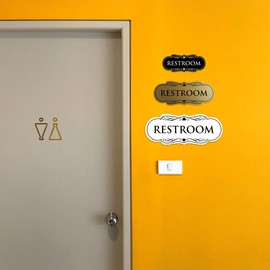 Letrero de pared o puerta de baño de diseño de calidad - Señalización de baño | Plástico duradero y fácil instalación | Blanco - Grande (1 unidad)