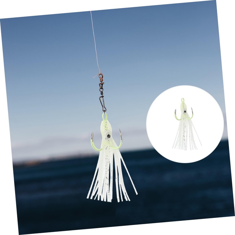 Mipcase 4pcs Luminous Octopus Fishing Hooks Night Light Squid Bait
