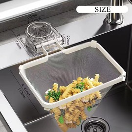 Wagoodter Kitchen Residue Filter Kitchen Drain Strainer Basket with Suction Cup Foldable Sink Strainer Sink Strainer with Filter Mesh Bags Cloth Holder for Kitchens and Bathrooms (Transparent (1+100))