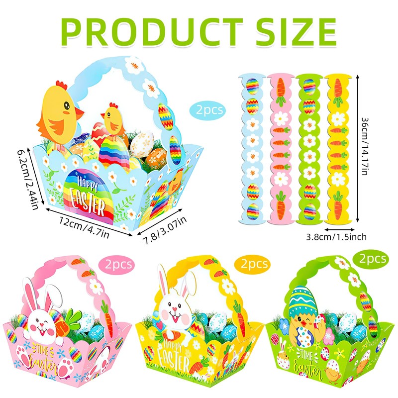 Pack of 8 Easter Baskets Craft Idea, Easter Baskets Crafts,