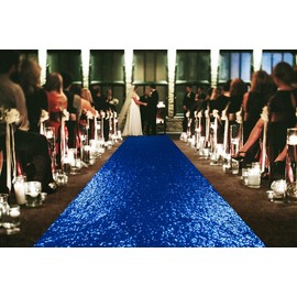 ShiDianYi 2FT x 15FT Blue Sequin Aisle Runner | Sparkling Wedding Decor | Elegant & Dazzling | Perfect for Ceremonies & Events