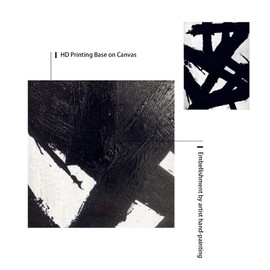 Zessonic Black And White Abstract Wall Art - Black Painting Stroke Graffiti Artwork for Living Room, Bedroom, Office Decor,12" x 16" x 2