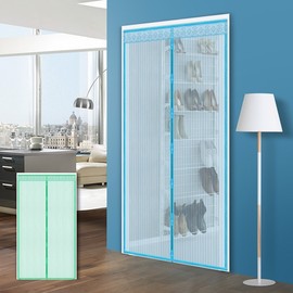 Automatic Round Magnetic Mosquito Screen Door for Front Entrance (120x210cm) Entrance (Green 120x210cm)