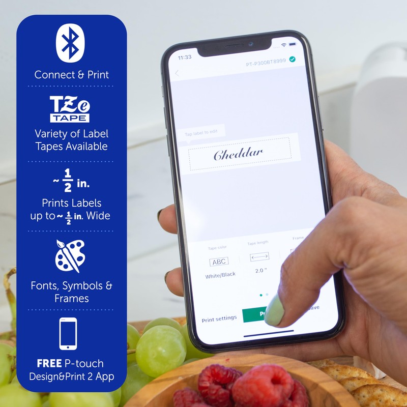 Brother P-Touch Cube Smartphone Label Maker, Bluetooth Wireless Technology, Multiple