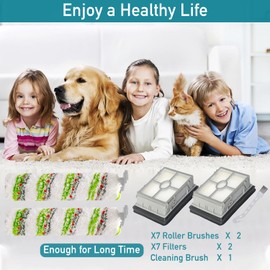 Replacement Parts for Bissell 3277 3011: Crosswave X7-Pet-Pro 3276A 3279 3055, 2 Roller Brushes, 2 HEPA Filters