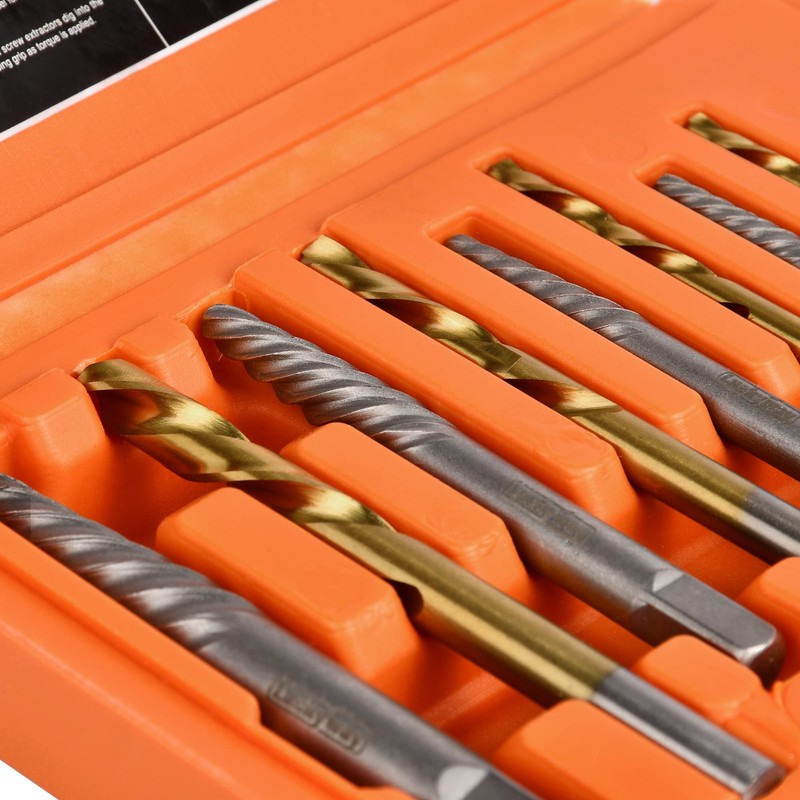 Luckyway 10-Piece Screw Extractor and Left Hand Drill Bit Set,