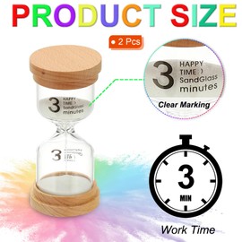 PATIKIL 3 Minute Sand Timer, 2 Pcs Wooden Sand Watch High Borosilicate Glass Sandglass Sand Clock for Games, Classroom, Kitchen, Office, Home Decoration, White